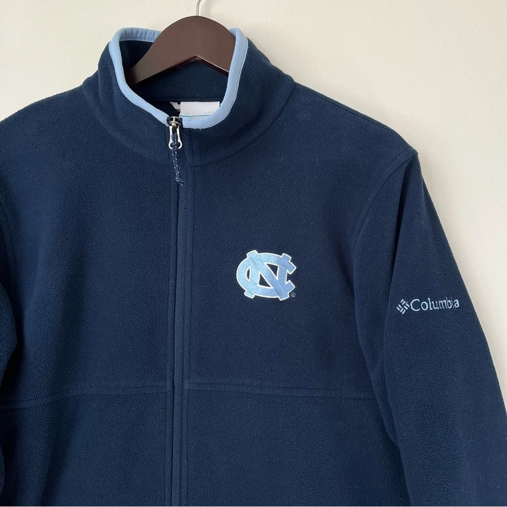 Columbia Men's Small Navy Blue UNC Tar Heels Fleece Full-Zip Jacket Polartec